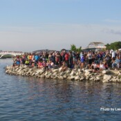 Friends and family watching the swim