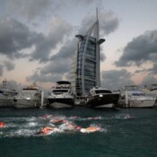 DUBAI, UNITED ARAB EMIRATES – JANUARY 29: The Women's professional race starts during the IRONMAN 70.3 Dubai on January 29, 2016 in Dubai, United Arab Emirates. (Photo by Warren Little/Getty Images for Ironman)