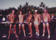 Bob and friends posing on the pier in Kona before taking on the Ironman Triathlon, circa early-1980s